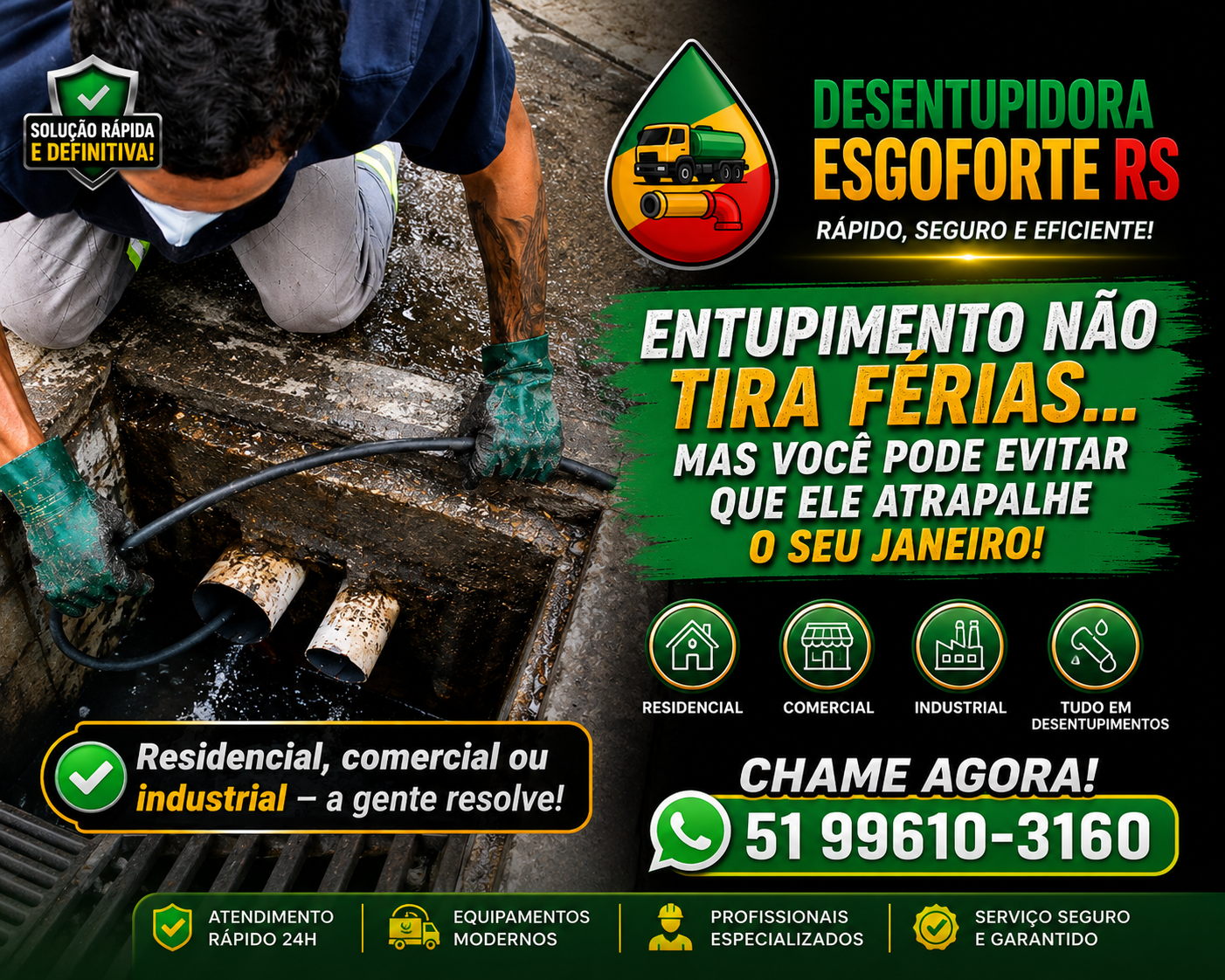 Desentupimento — Desentupidora Esgoforte RS