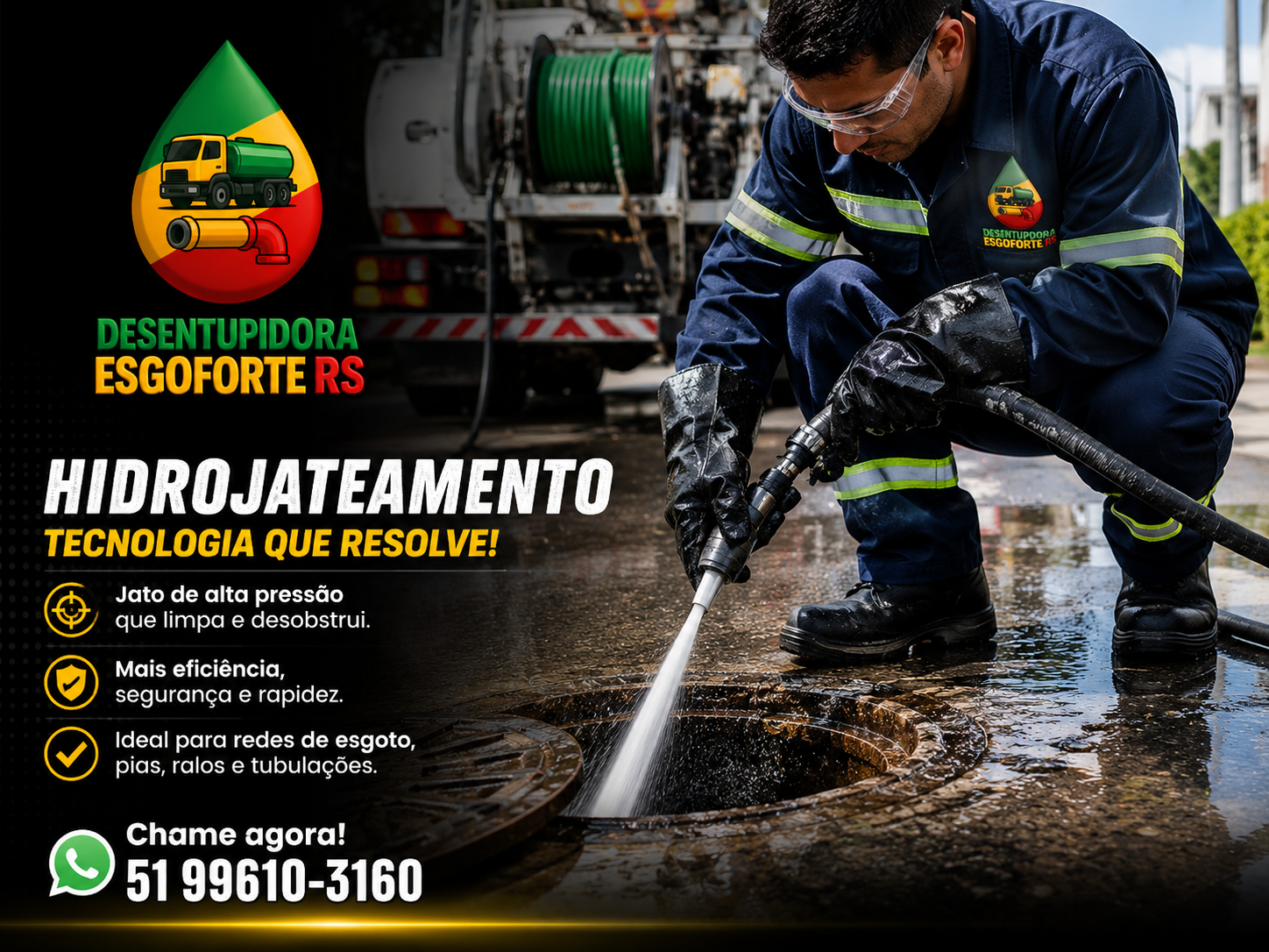 Hidrojateamento — Desentupidora Esgoforte RS