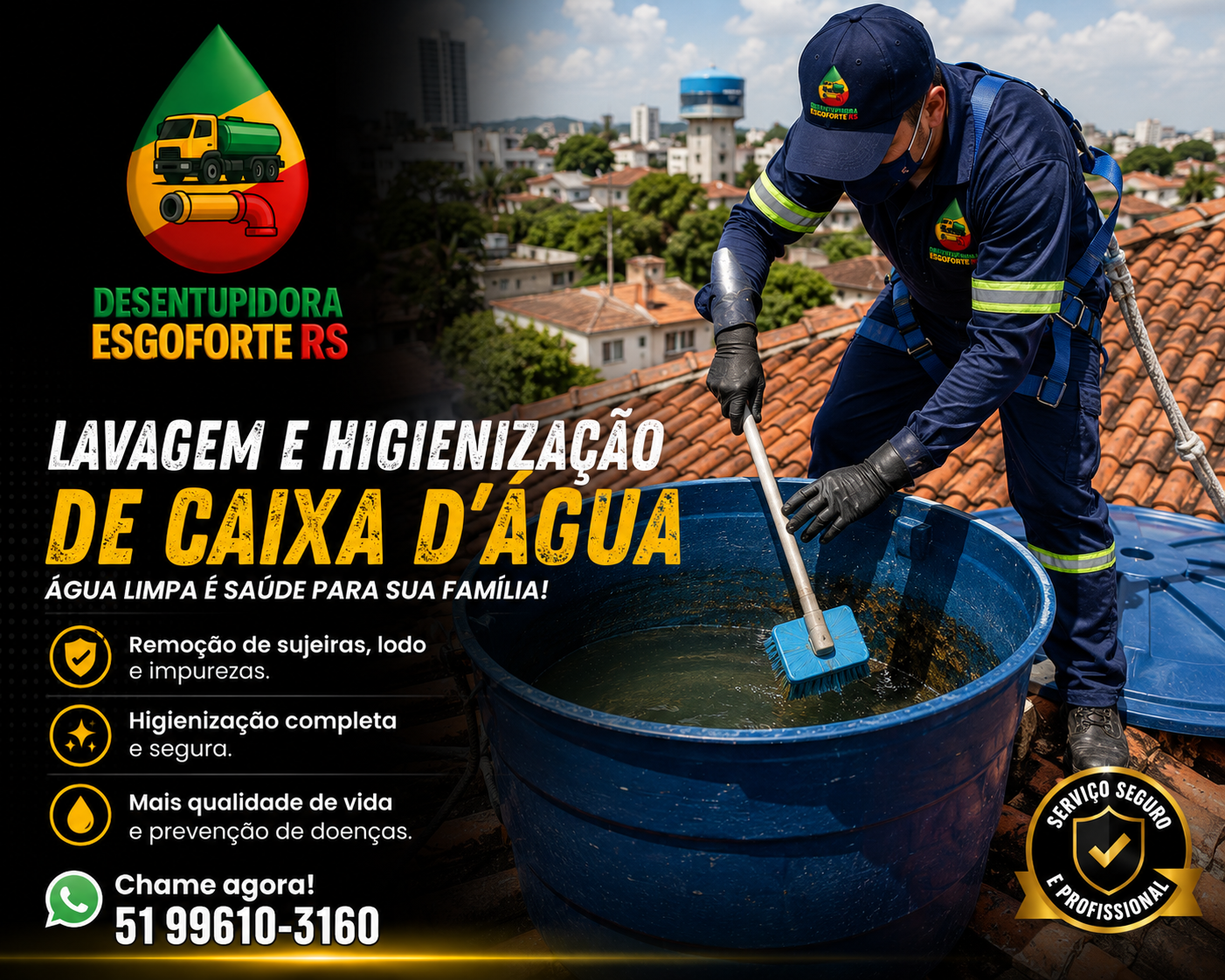 Lavagem de caixa d’água — Desentupidora Esgoforte RS
